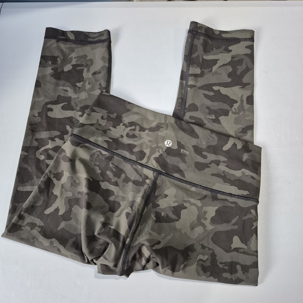 Lululemon Wunder Under Crop Womens 8 Incognito Camo Green Full-On Luxtreme 21"‎